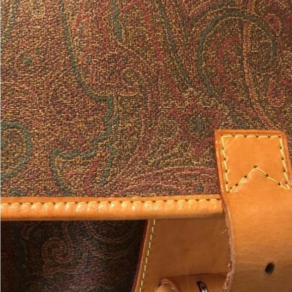 ETRO Red Paisley Crossbody Messenger Shoulder Bag Leather Coated Canvas ITALY - Picture 3 of 17